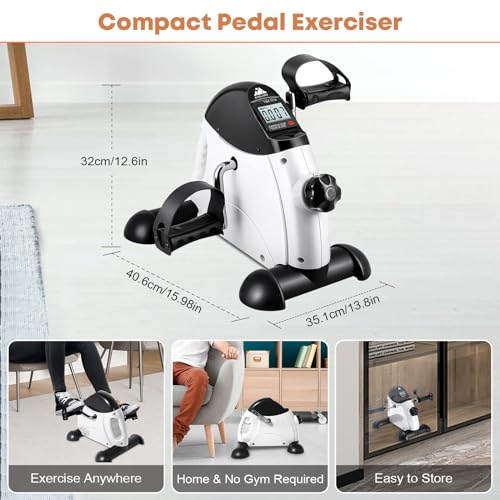 Mini Exercise Bike, AGM Under Desk Pedal Exerciser with LCD Display F9243