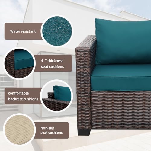 Valita Patio Rattan Furniture Set 4-Piece Outdoor PE Wicker Conversation Couch with Storage Coffee Table A496002