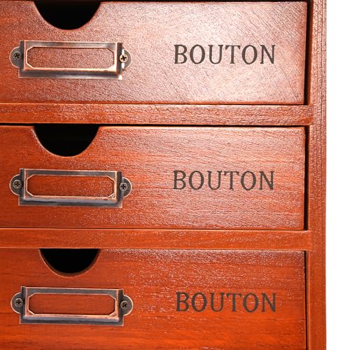 Vintage 16-Drawer Wooden Desktop Organizer with Iron Label Holders N538