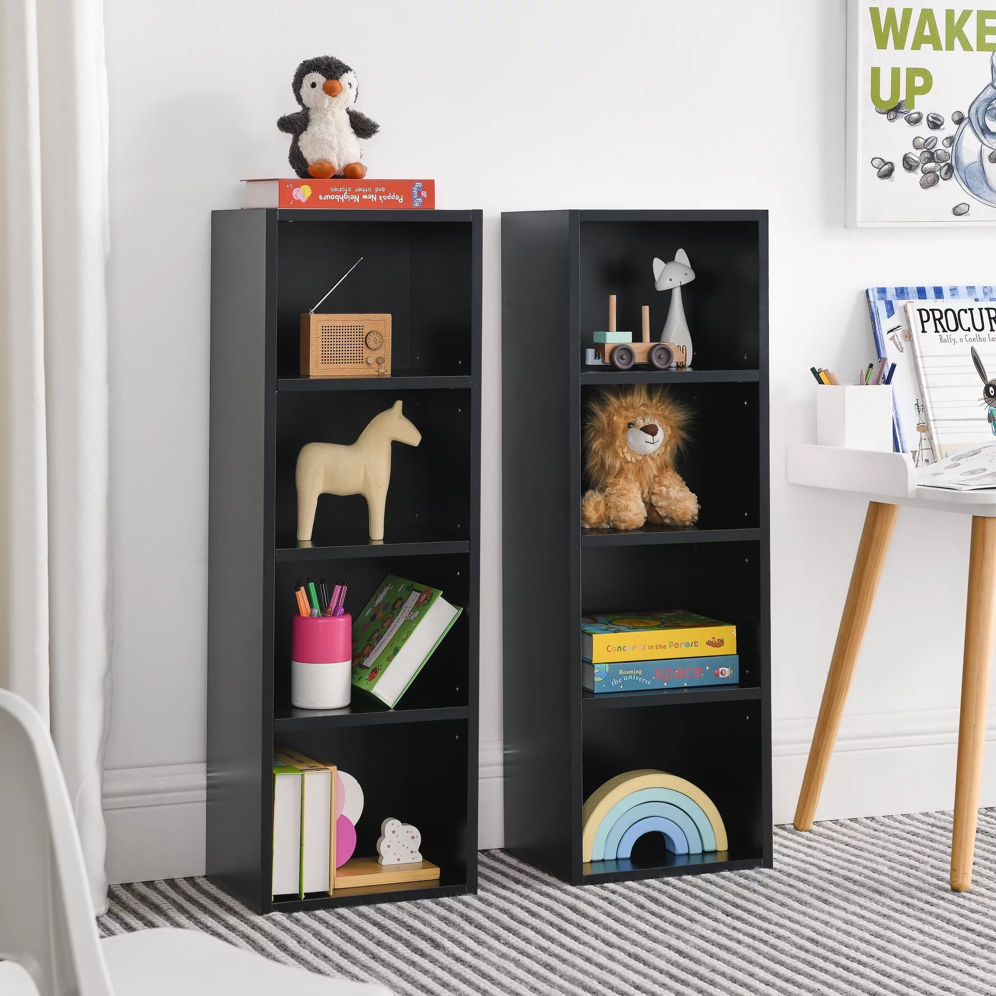 CoSoTower 8-Tier Media Tower Rack, CD DVD Slim Storage Cabinet with Adjustable Shelves W42081