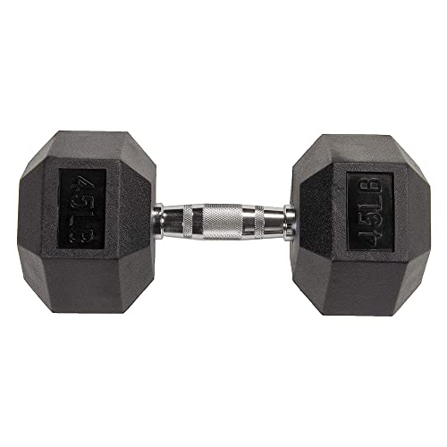 Rubber Encased Hex Dumbbell Set of 2, Anti-Slip Cast Iron Grip, 5-50 LBS H4990
