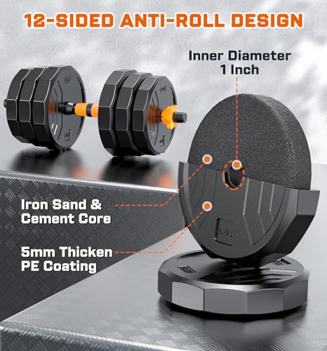 5-in-1 Adjustable Dumbbell Set 88lbs with Connector for Home Gym Q537010