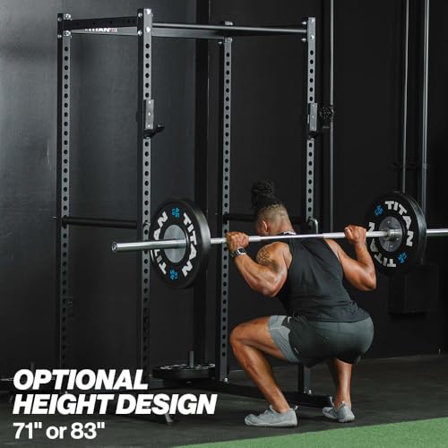 Titan Fitness T-2 Series Short Power Rack with Pull Up Bar and Safeties for Home Gym L283014