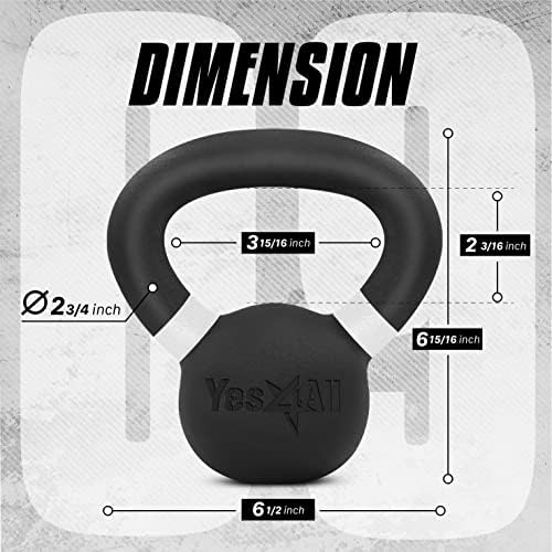 Yes4All Powder Coated Cast Iron Kettlebell Weight Set for Home Gym N15817