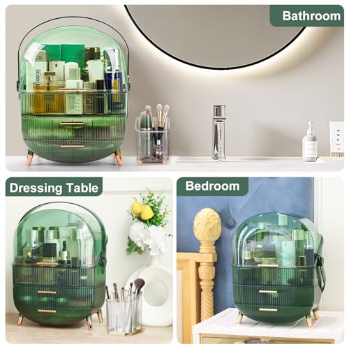 Makeup Organizer Countertop with Lid and Drawers for Vanity, White X20695