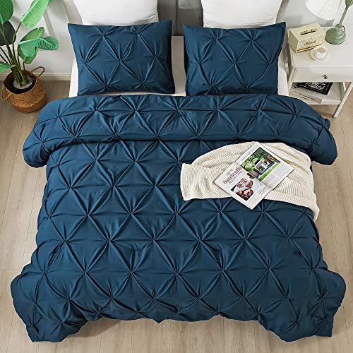 Andency California King Comforter Set Black (104x96Inch), Pinch Pleat Cal King Comforter Set 3 Pieces, Oversized King Pintuck Bed Comforter, Microfiber Down Alternative Comforter Bedding Set