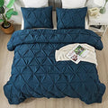 Andency California King Comforter Set Black (104x96Inch), Pinch Pleat Cal King Comforter Set 3 Pieces, Oversized King Pintuck Bed Comforter, Microfiber Down Alternative Comforter Bedding Set