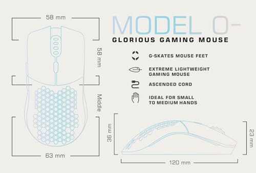 Glorious Model D Wired Gaming Mouse - 68g Honeycomb RGB Ergonomic, Matte White M160012