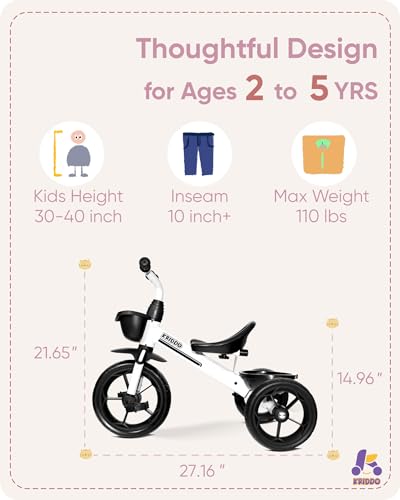 KRIDDO Kids Tricycle for Toddlers Age 2-5 Years, Blue P72011