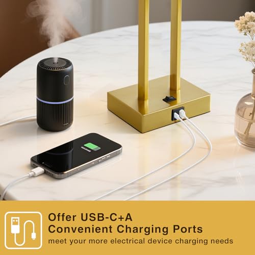 25.5'' Nightstand Lamps Set of 2 with USB, 3 Colors for Bedroom E985629