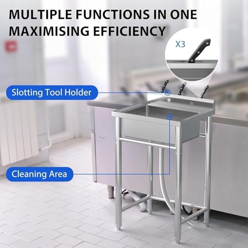 Stainless Steel Utility Sink with Faucet, Freestanding Single Bowl Y312305