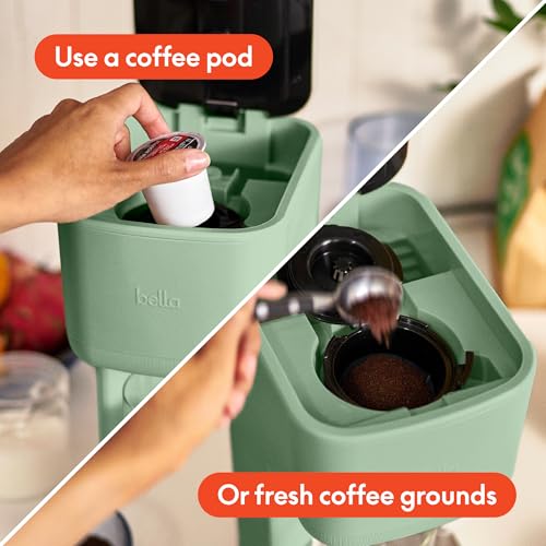 BELLA Single Serve Coffee Maker, K Cup & Ground Compatible, Auto Shutoff X237