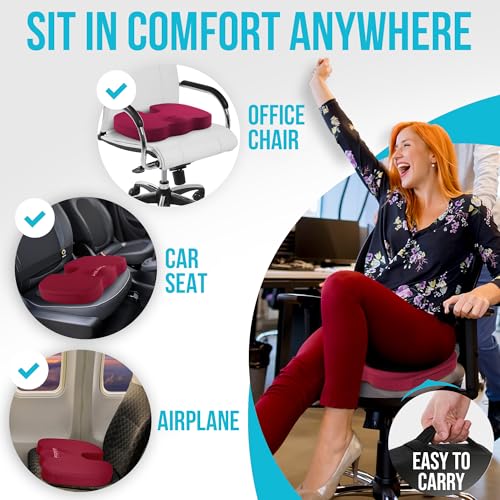 FORTEM Office Chair Cushion and Back Support, Memory Foam Lumbar Pillow, Non Slip, XL V440