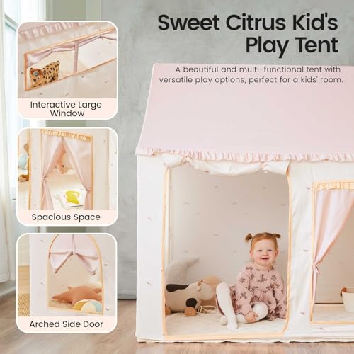 Tiny Land Kids Play Tent with Padded Mat & LED Lights, Indoor Playhouse for Toddlers G6025