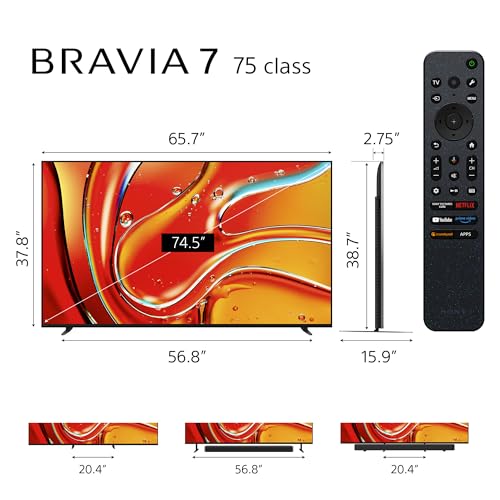 Sony BRAVIA 7 75 Inch Mini LED QLED 4K Ultra HD Smart Google TV with Dolby Vision HDR C88445