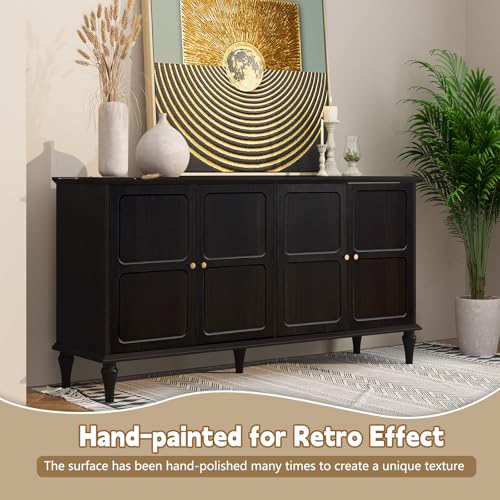 ARTPOWER Sideboard Buffet Cabinet with Storage, 58'' Mid-Century Modern, Brown M393886