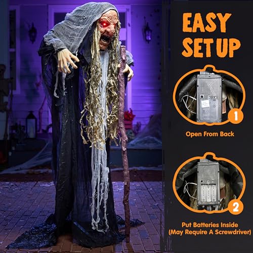 JOYIN 65" Halloween Animatronics Ghost Decor with Sound for Outdoor T10357