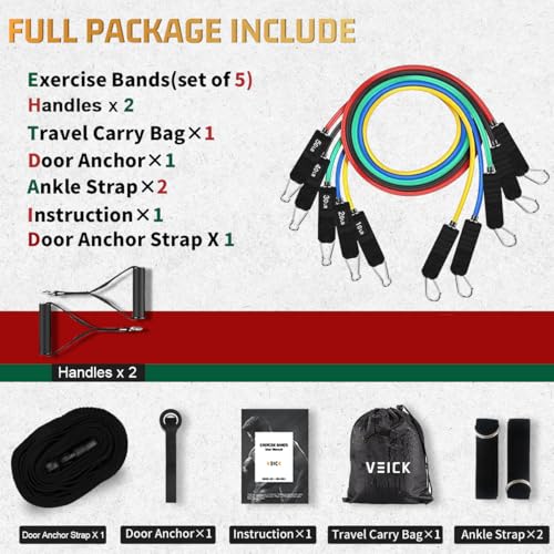 VEICK Resistance Bands with Handles for Home Workout O75059