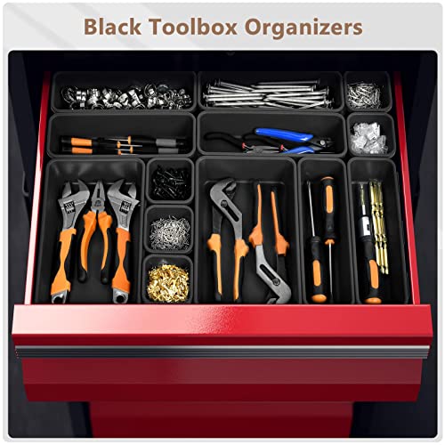 A-LUGEI 69Pcs Tool Box Organizer Tray Divider Set, Black Desk Drawer Organizer A217
