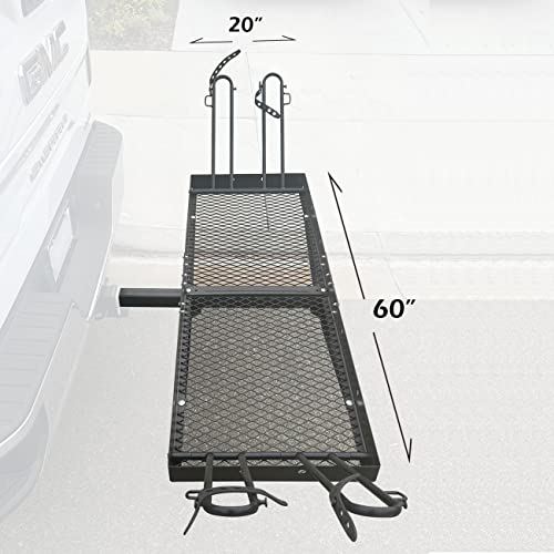 MaxxHaul 50641 60" x 20" 500 lb. Hitch Mount Cargo Carrier and 2 Bike Rack Z468