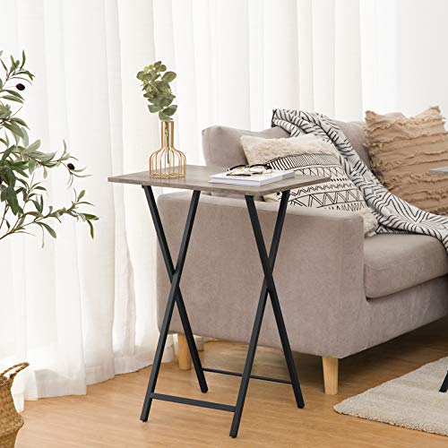 HOOBRO Folding TV Tray Tables, Set of 2, Marble and Gold C48497