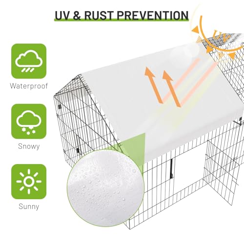 Large Metal Chicken Coop with Run Walk-in Poultry Cage Outdoor Backyard Farm I98427