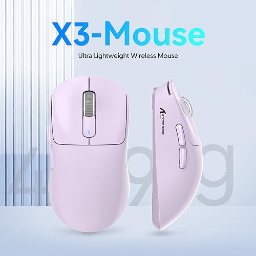 ATTACK SHARK X3 Wireless Gaming Mouse, 49g Ergonomic, PAW3395 26K DPI, White C238377