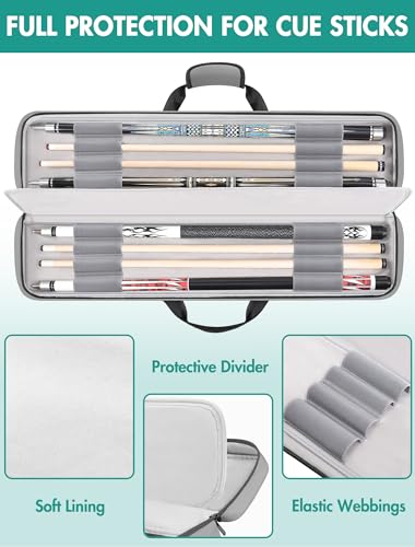 Pool Cue Case 4x5 with Pockets, Soft Padded Billiard Cue Bag A2212