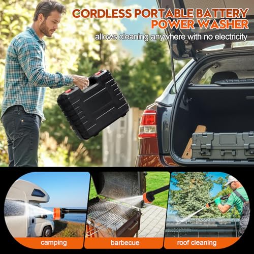 Lemolify 6000mAh Cordless Electric Pressure Washer, Portable Handheld with 6-in-1 Nozzle J13298