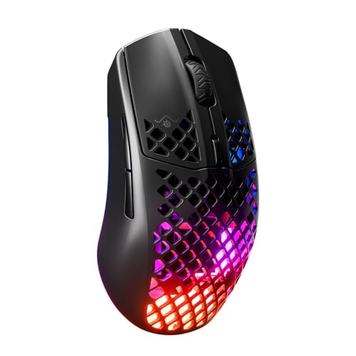 SteelSeries Aerox 3 Wireless Holey RGB Gaming Mouse, Ultra-lightweight, Onyx O713