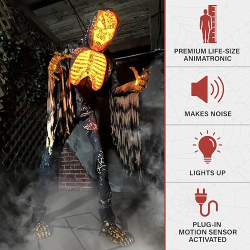 Haunted Hill Farm Motion-Activated 7.5-Ft. Smoldering Ghoul Animatronic Halloween Decoration N1475