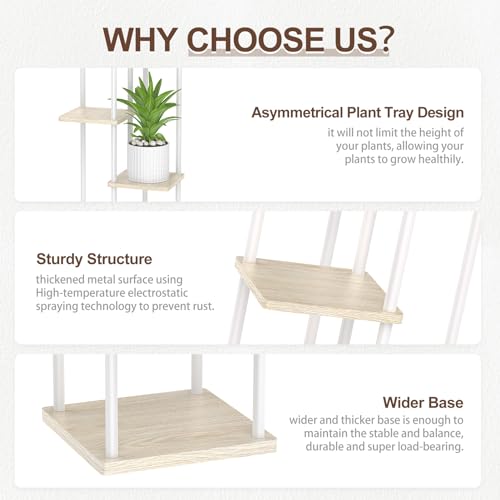 6 Tier Metal Wood Corner Plant Stand Indoor Outdoor H78199