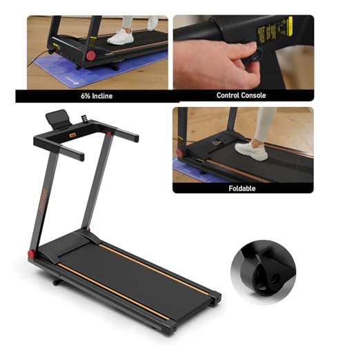 DeerRun Foldable Treadmill for Home with Incline and Handles K2464