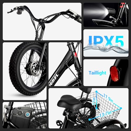 Geemax Electric Tricycle for Adults, 20" x 4.0 Fat Tire, 36V 350W, UL Certified G6829