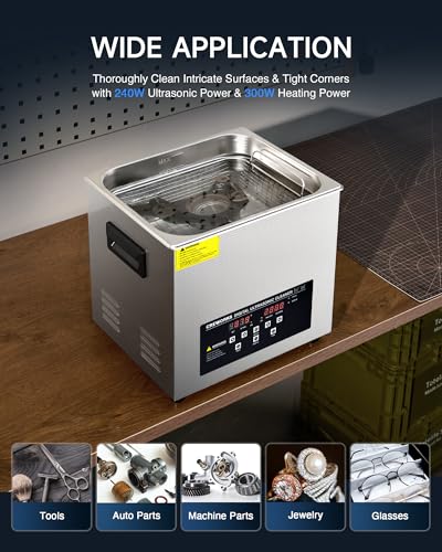 CREWORKS 3L Digital Ultrasonic Cleaner with Degas & Gentle Modes, 120W R572