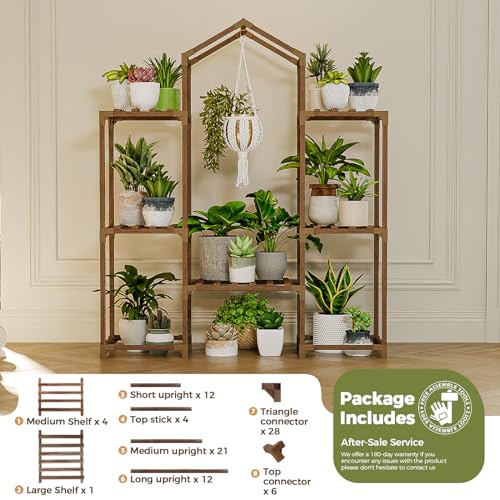 Bamworld Plant Stand Indoor Outdoor Wood Plant Rack 3 Tier Ladder D51744