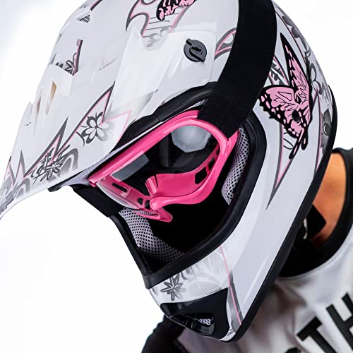 SLMOTO Dot Youth Kids Motocross Offroad Helmet with Goggles and Gloves Blue Skull D851858