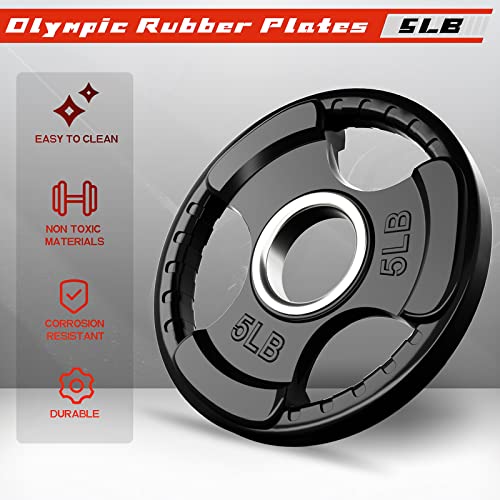 RitFit Olympic Rubber Grip Plates 2-Inch for Barbell Weightlifting Strength Training Z70542
