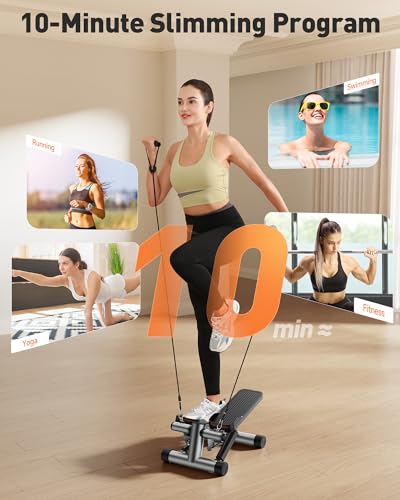 Sportsroyals Stair Stepper with Resistance Bands, Hydraulic Fitness Stepper, 330lbs Capacity D615949