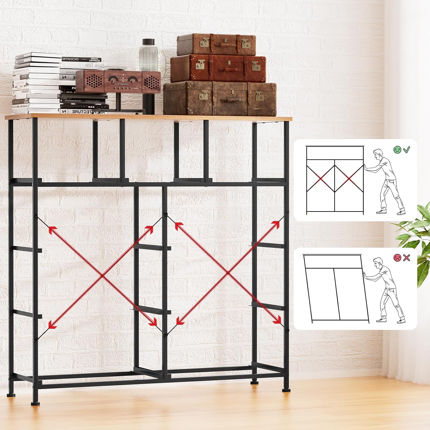 Black Dresser with 9 Drawers and Steel Frame E2248