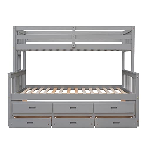 Harper & Bright Designs Twin Over Twin Bunk Bed with Storage Drawers, Solid Wood, Espresso P440327