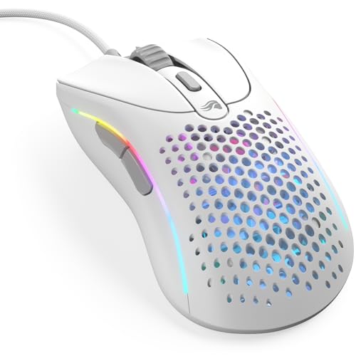 Glorious Model D Wired Gaming Mouse - 68g Honeycomb RGB Ergonomic, Matte White M160012