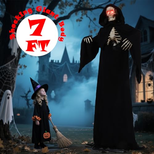 Quntis Halloween Animatronics Grim Reaper Outdoor Decoration 7FT A36398