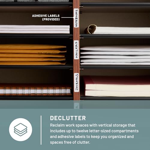 Safco Wooden Paper and Mail Organizer, Adjustable Shelves, Stackable B285