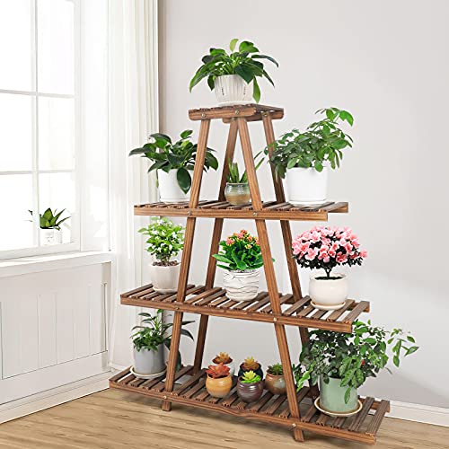 Ufine 4 Tier Wood Plant Stand Indoor Outdoor A Frame Display Shelf L37026