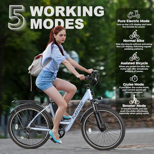Electric Bike for Adults, 26" 1000W Peak City Cruiser Ebike, 48V Removable Battery O80999