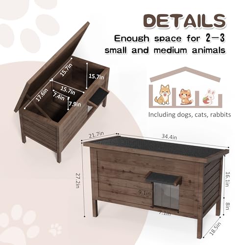 Outdoor Cat House Insulated Wooden Shelter for Multiple Cats K816912