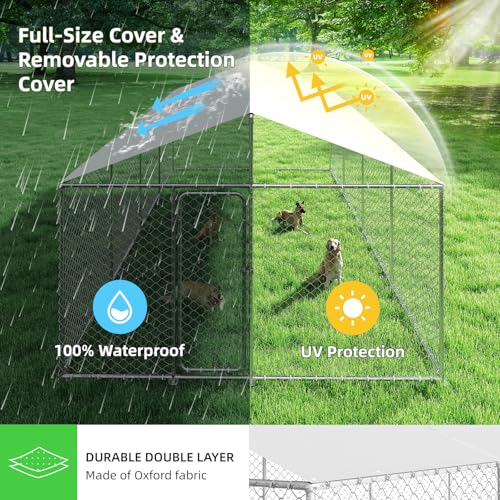 Outdoor Dog Kennel Heavy Duty with Waterproof Cover and Lock Q463