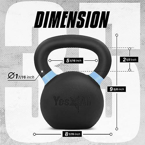 Yes4All Powder Coated Cast Iron Kettlebell Weight Set for Home Gym N15817