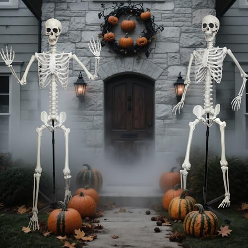 Halloween Skeleton Decoration 5.4ft Realistic Plastic with Movable Joints Gray U13918